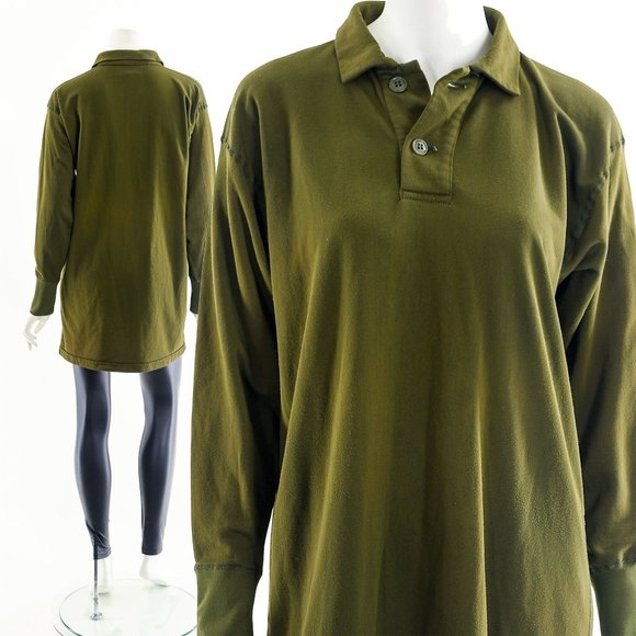 Army Green Collared Tunic Shirt Dress - Picture 3 of 10